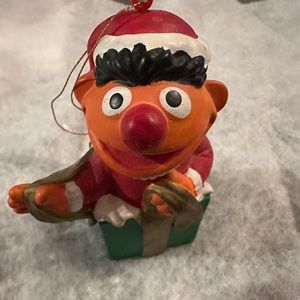 Vintage Ernie in gift box Christmas Ornament -picture show minor flaws